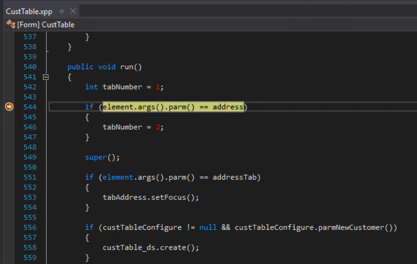 Hit breakpoint